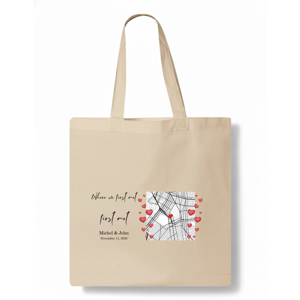 Where we first met Tote Bag hero product mockup