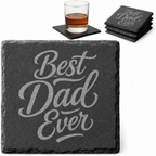 Best Dad Ever Slate Coaster Set - Main slate coaster design