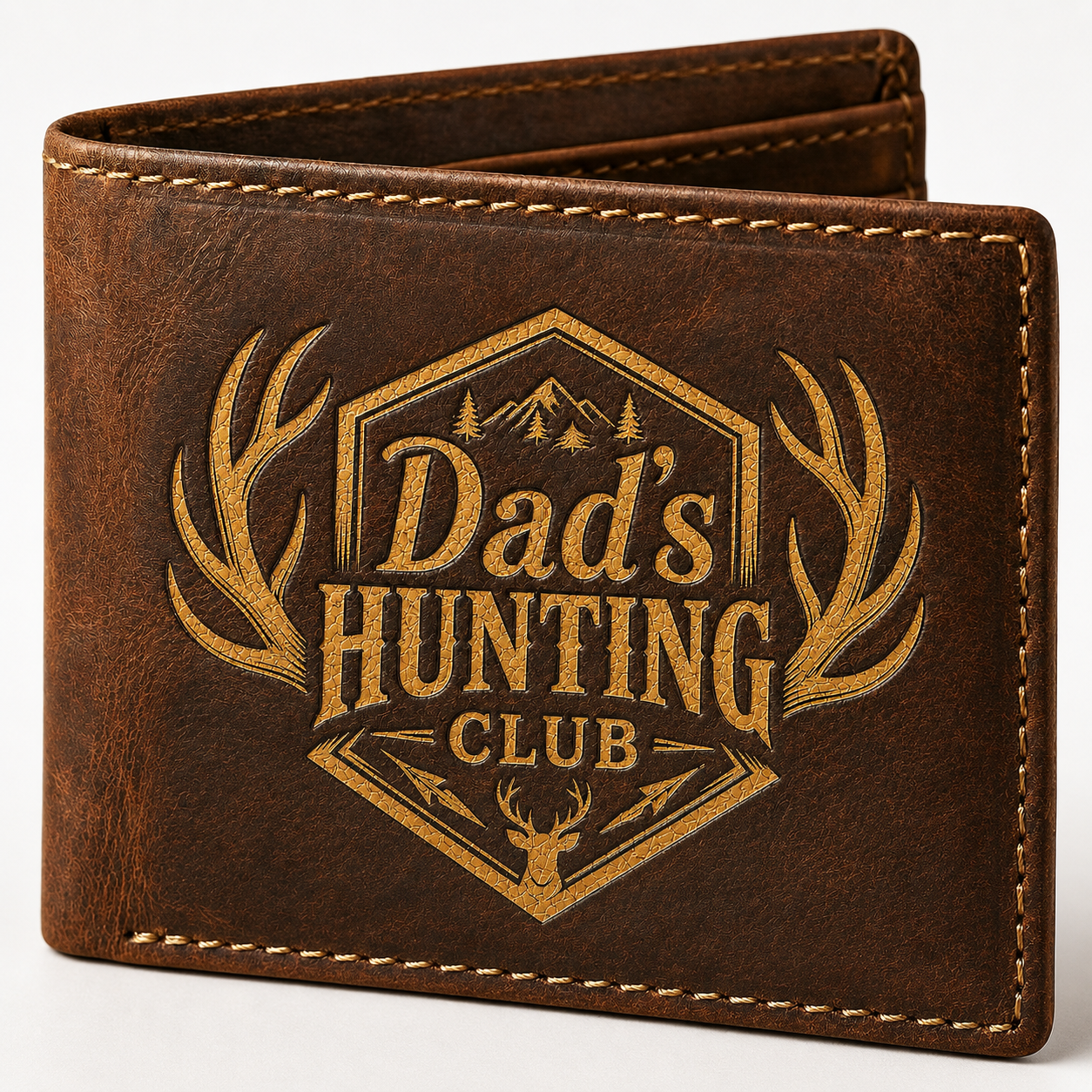 Dad's Hunting Club Wallet - Rustic Brown / Gold