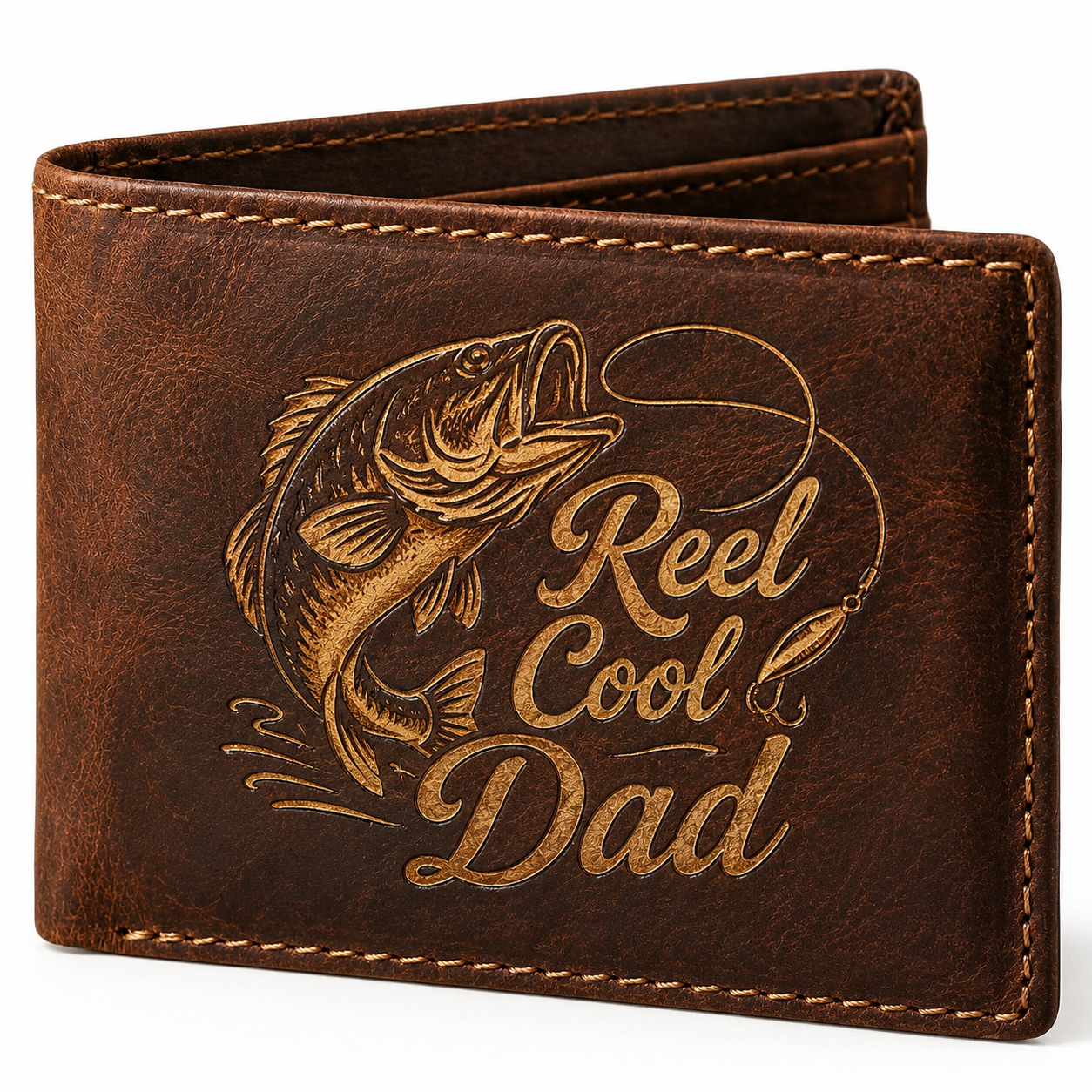 Reel Cool Dad Wallet - Rustic Brown / Gold