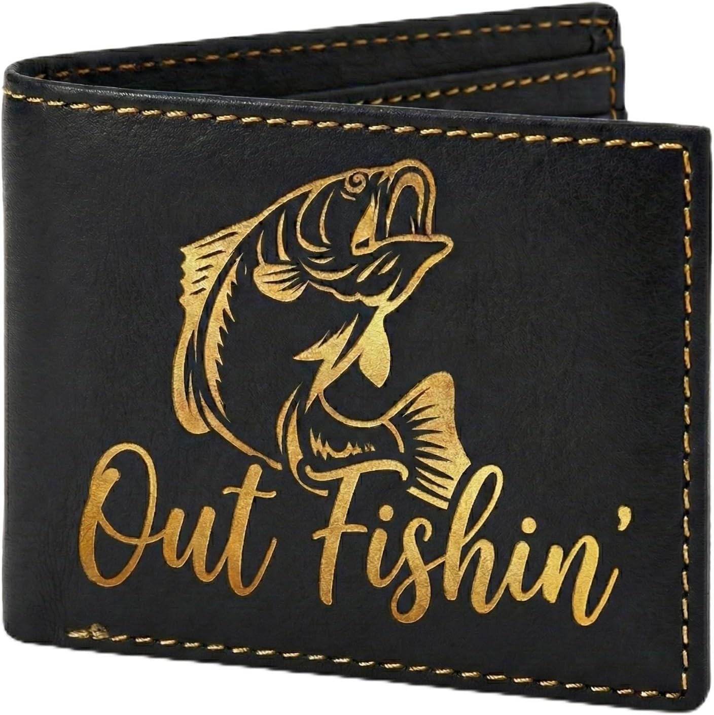 Out Fishin' Wallet - Black / Gold