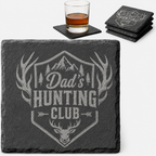 Dad's Hunting Club Slate Coaster Set - Main slate coaster design