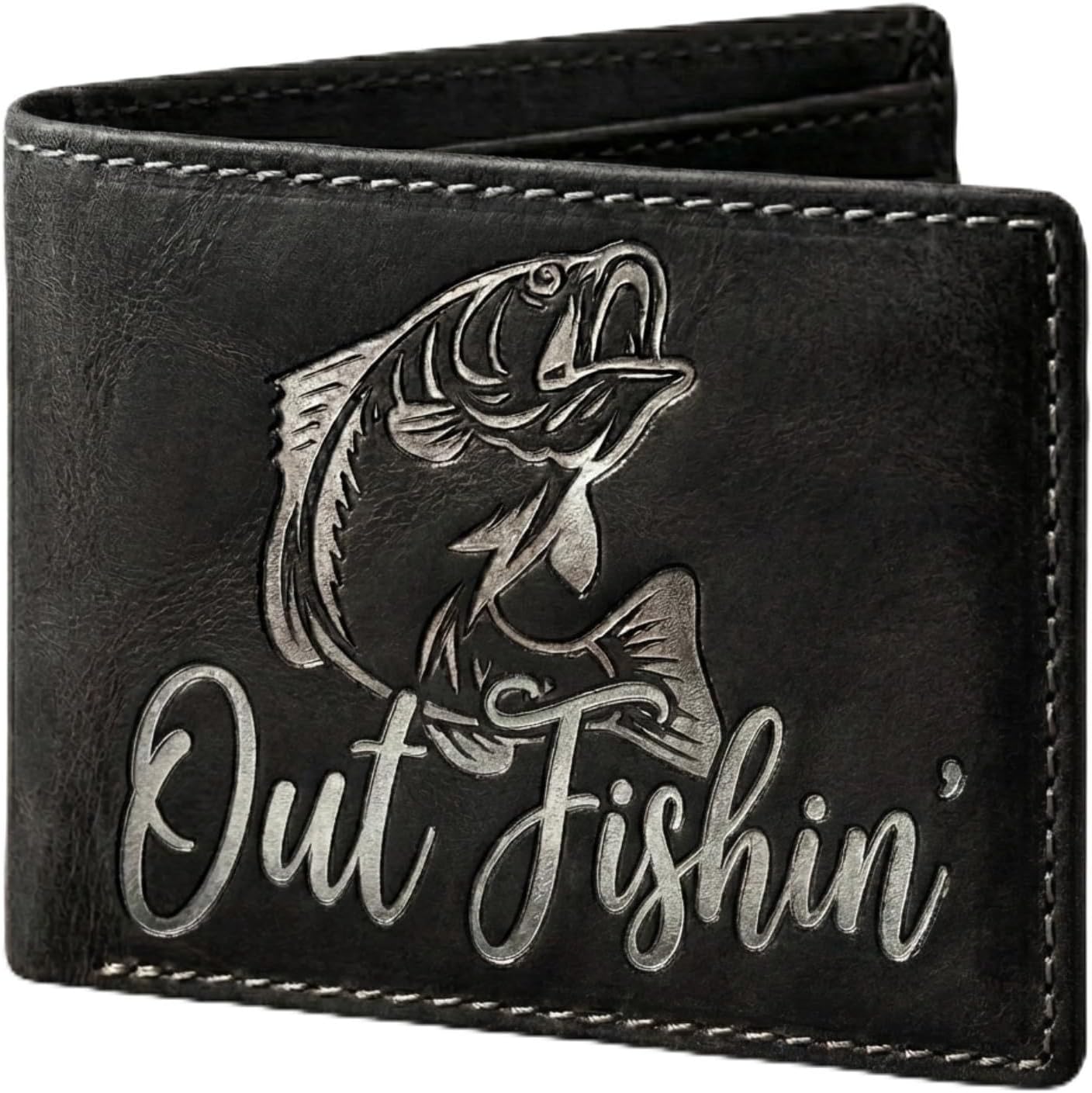 Out Fishin' Wallet - Black / Silver