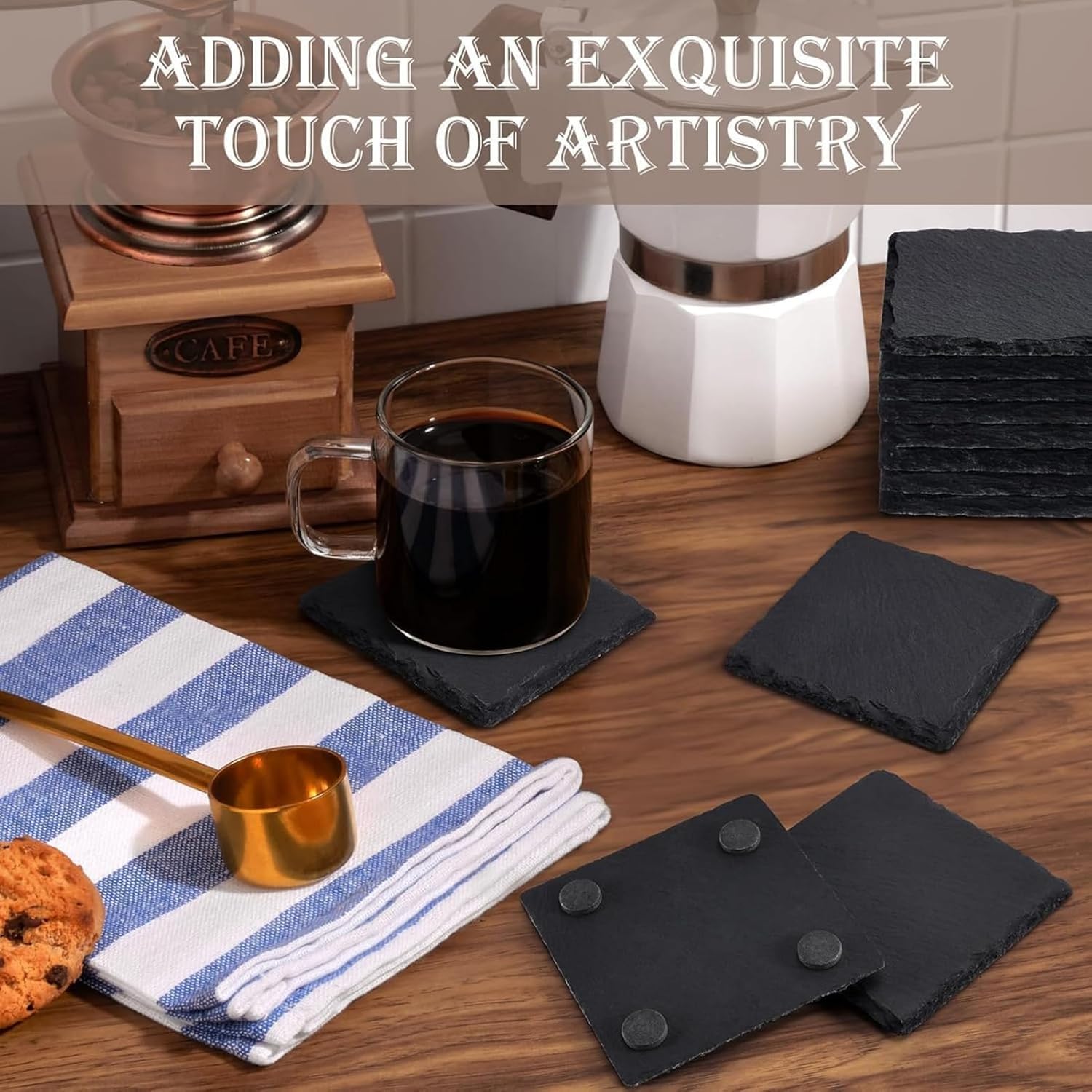 Best Dad Ever Slate Coaster Set - Lifestyle tabletop use