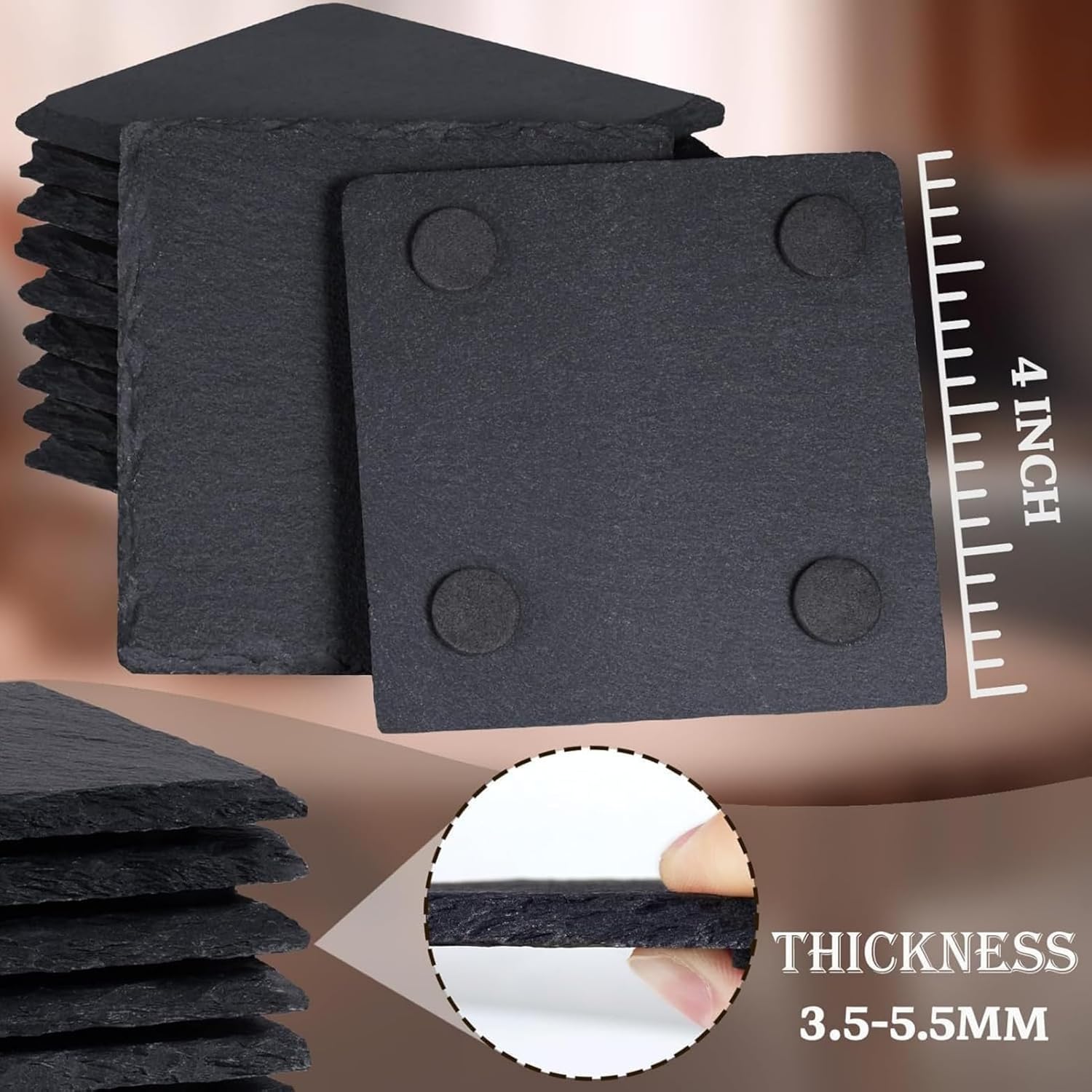 Out Fishin' Slate Coaster Set - Size and thickness