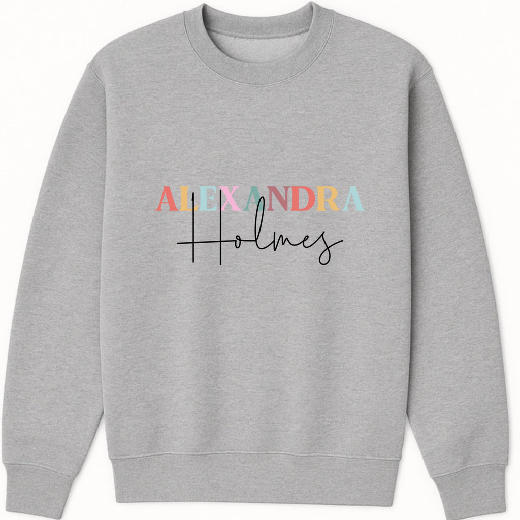Colorful Name Sweatshirt hero product mockup
