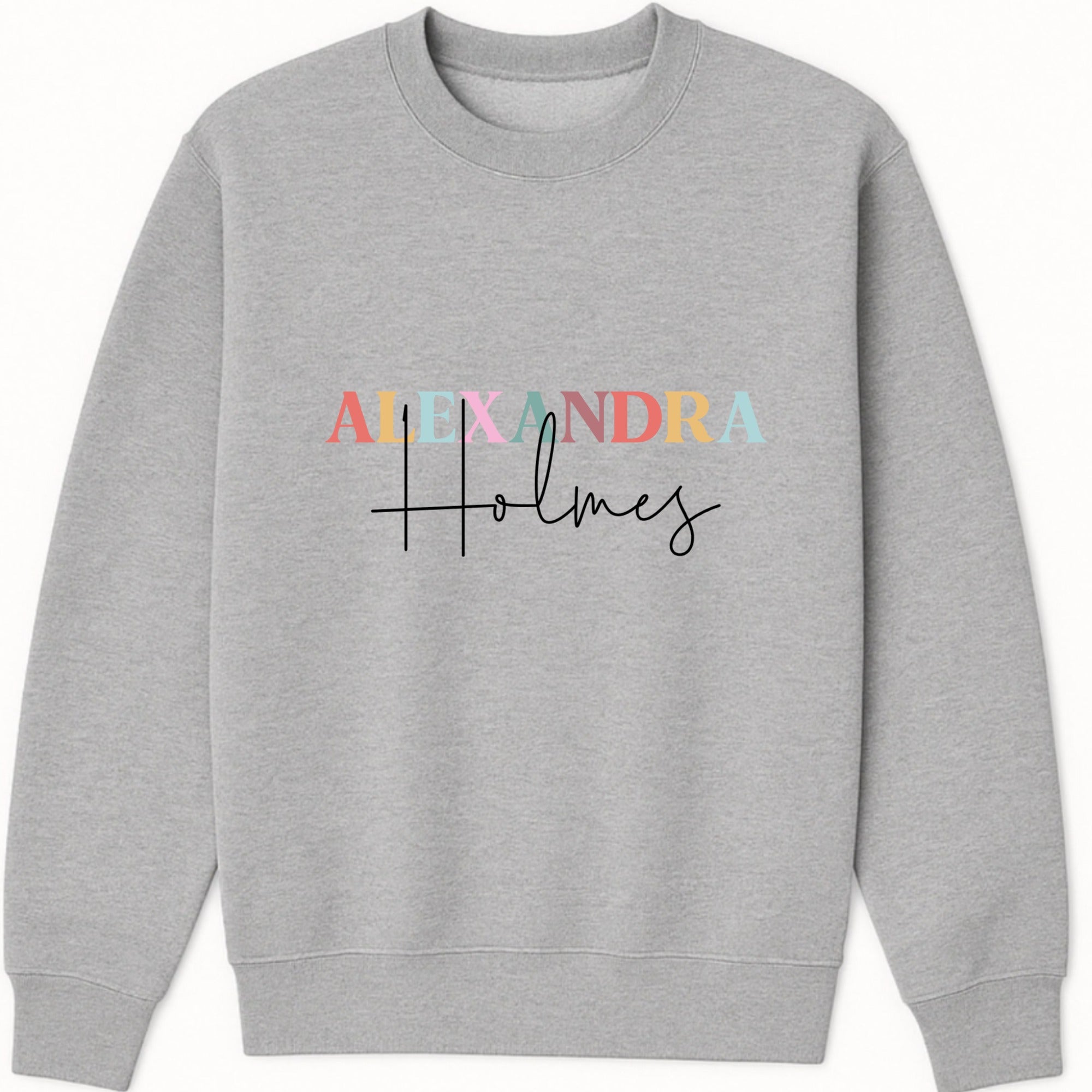 Colorful Name Sweatshirt hero product mockup
