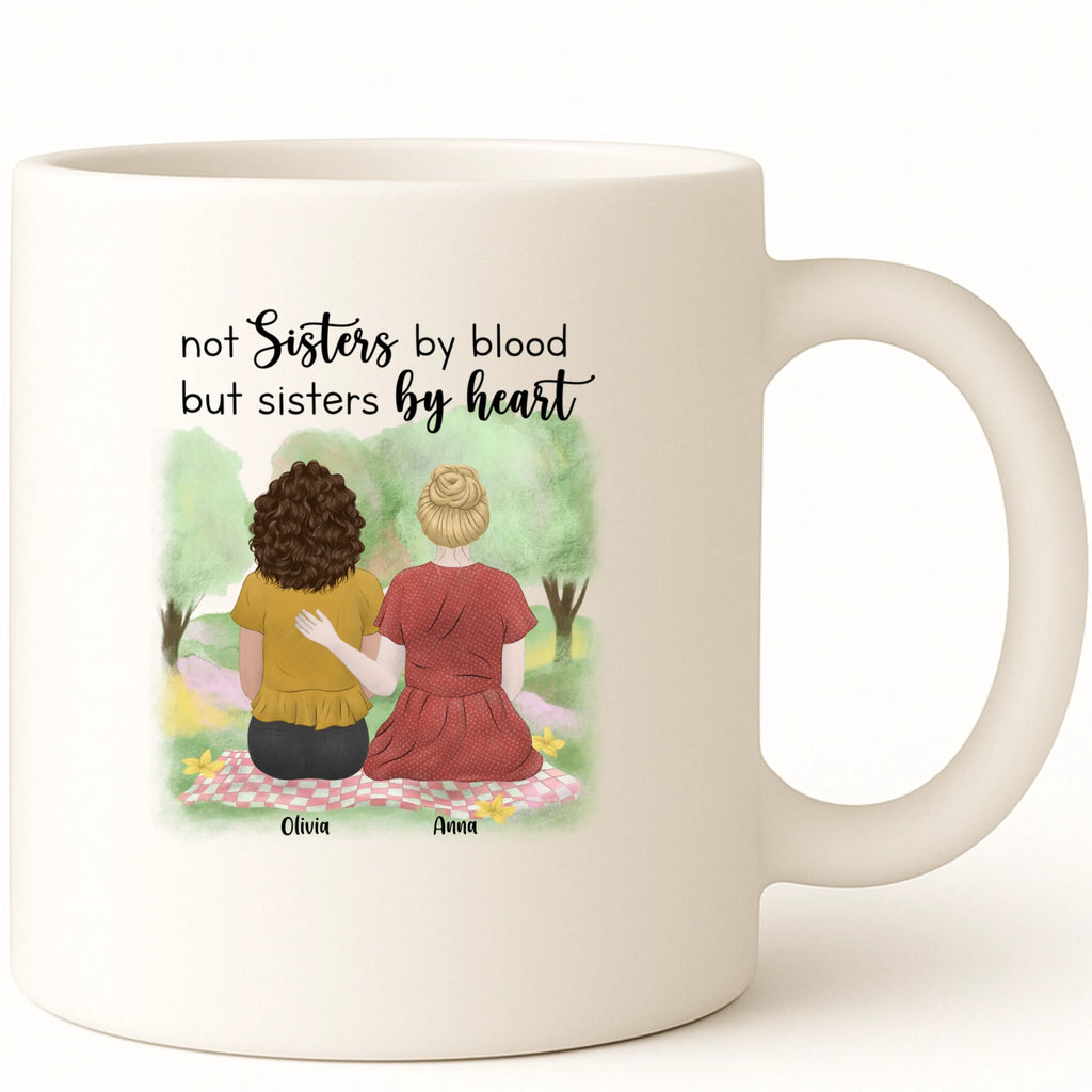 Friends and Sisters by heart Coffee Mug hero product mockup