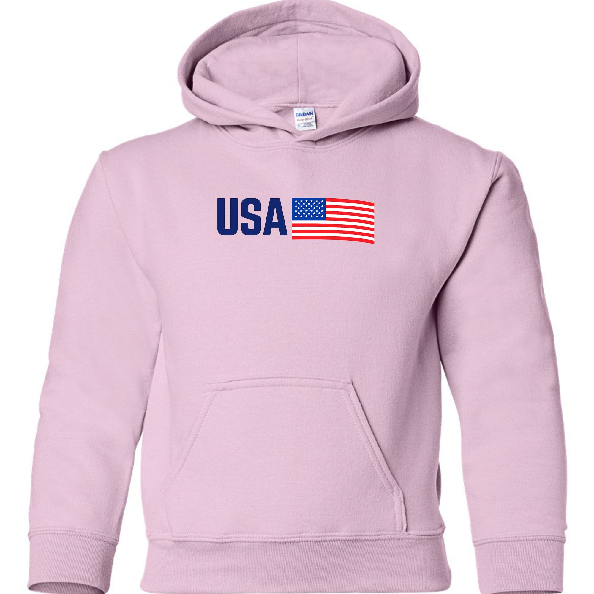 USA Youth Hoodie - Light Pink front mockup