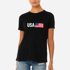 USA Women's Ultra-Premium Triblend T-Shirt - Black front mockup
