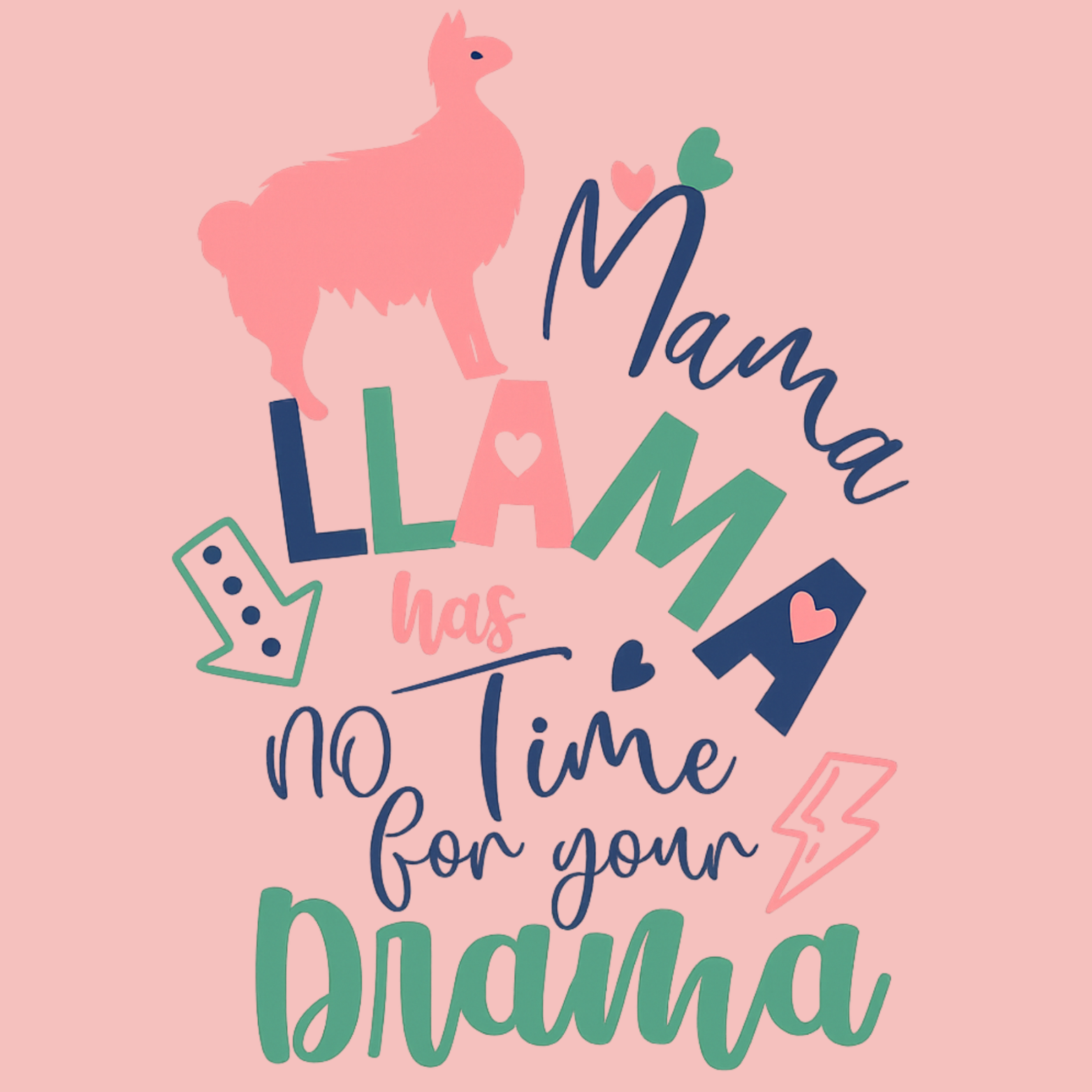 Mama Llama Hoodie - Pink design preview