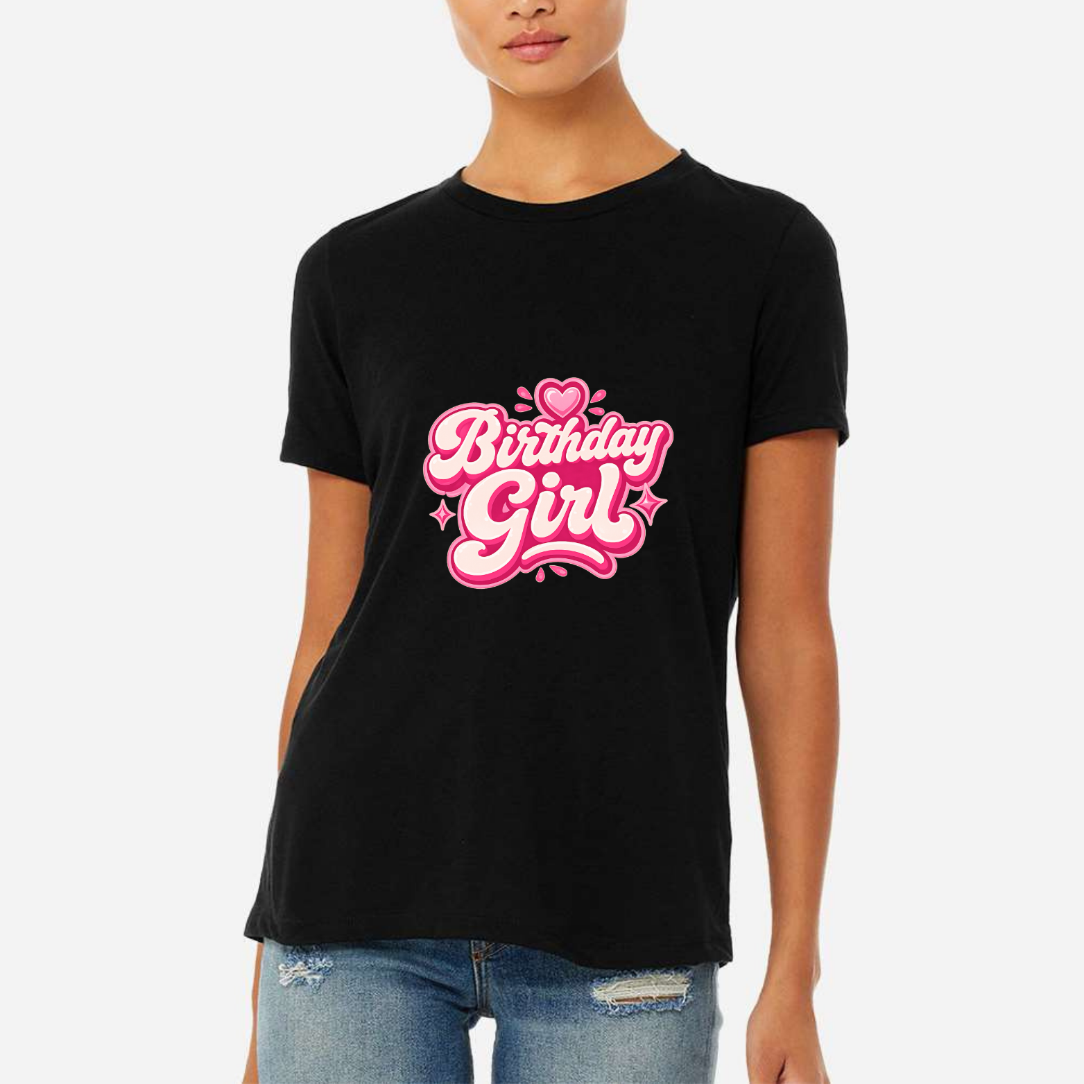 Birthday Girl Women's Ultra-Premium Triblend T-Shirt - Black front mockup