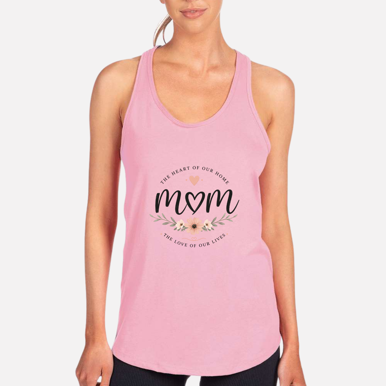 Mom The Heart Of Our Home Women's Premium Racerback Tank - Lilac front mockup