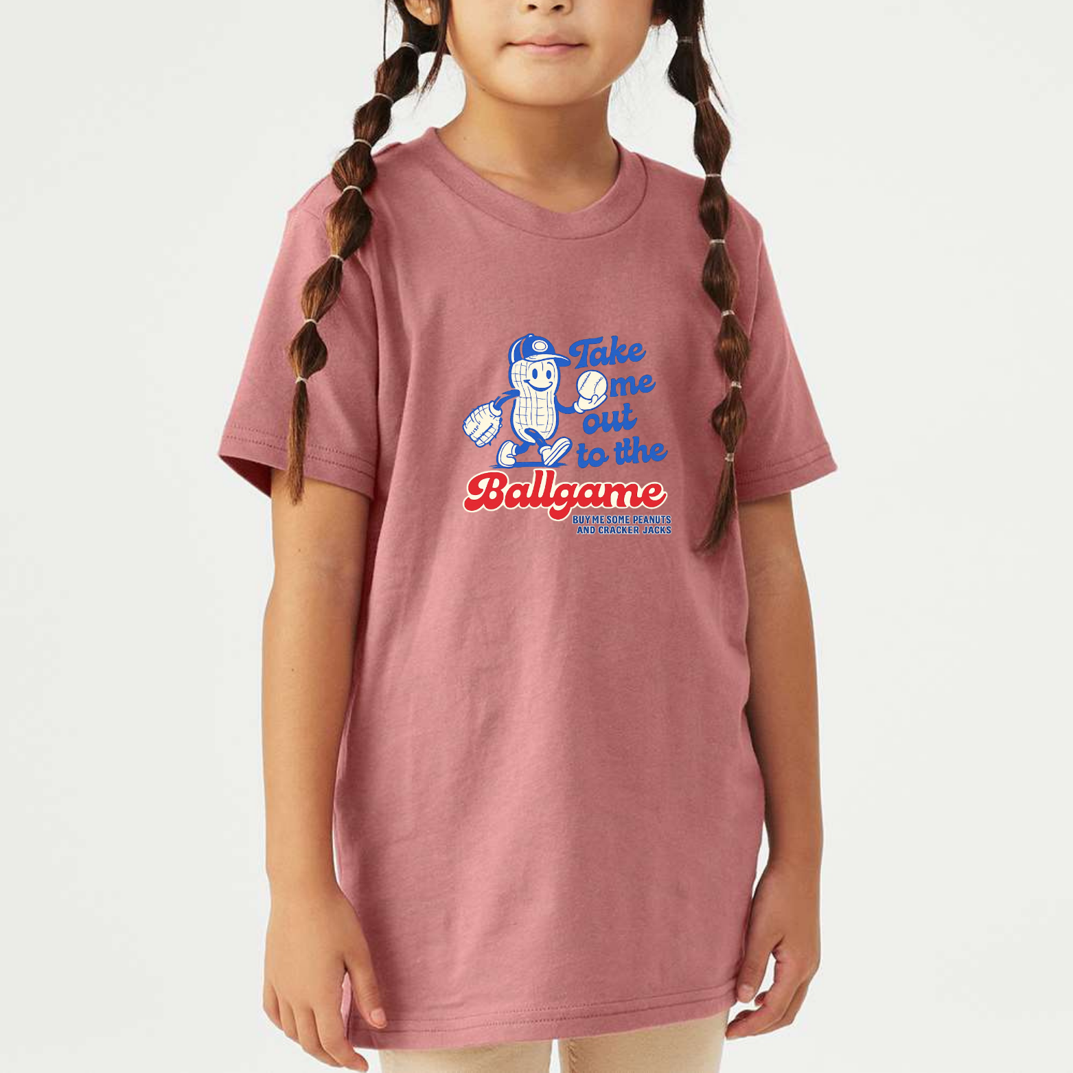 Take Me Out To The Ballgame Youth Triblend Tee - Mauve front mockup
