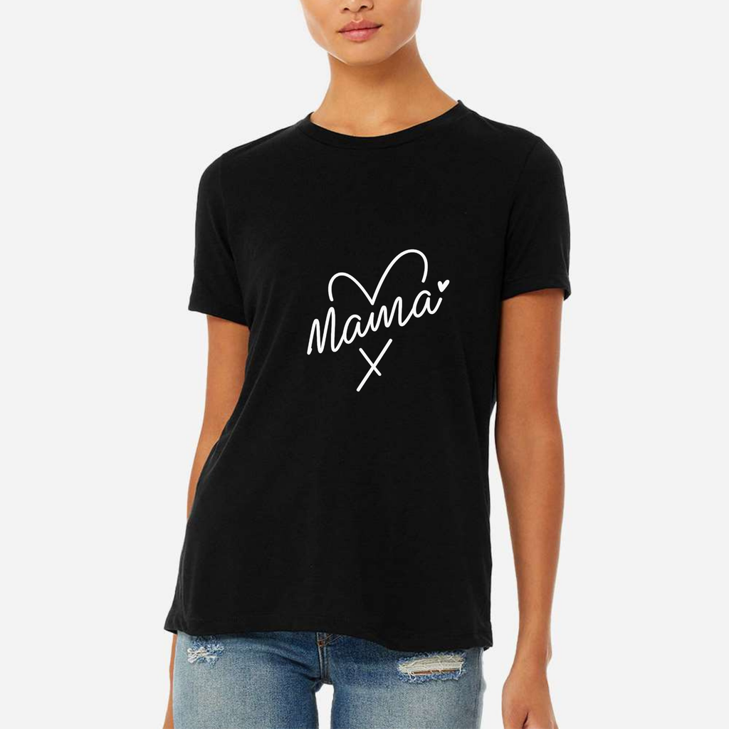 Mama Heart Women's Ultra-Premium Triblend T-Shirt - Black front mockup