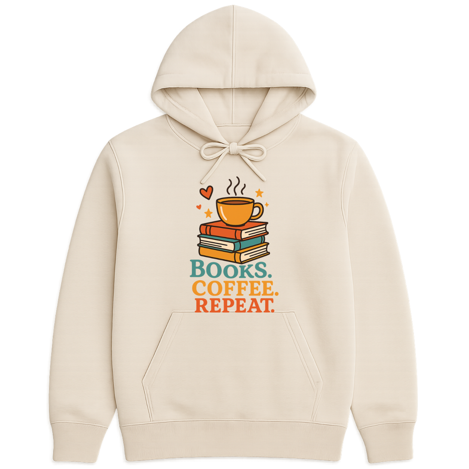 Books Coffee Repeat Hoodie - Natural