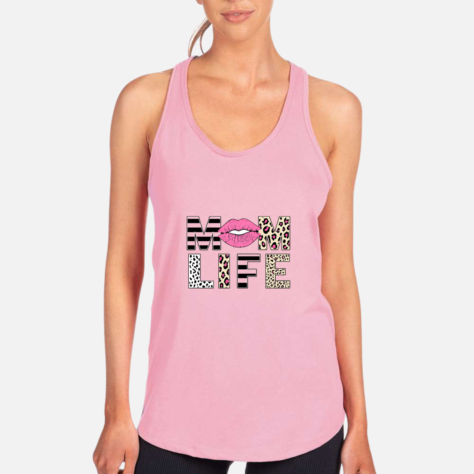 Mom Life Women's Racerback Tank - Lilac front mockup
