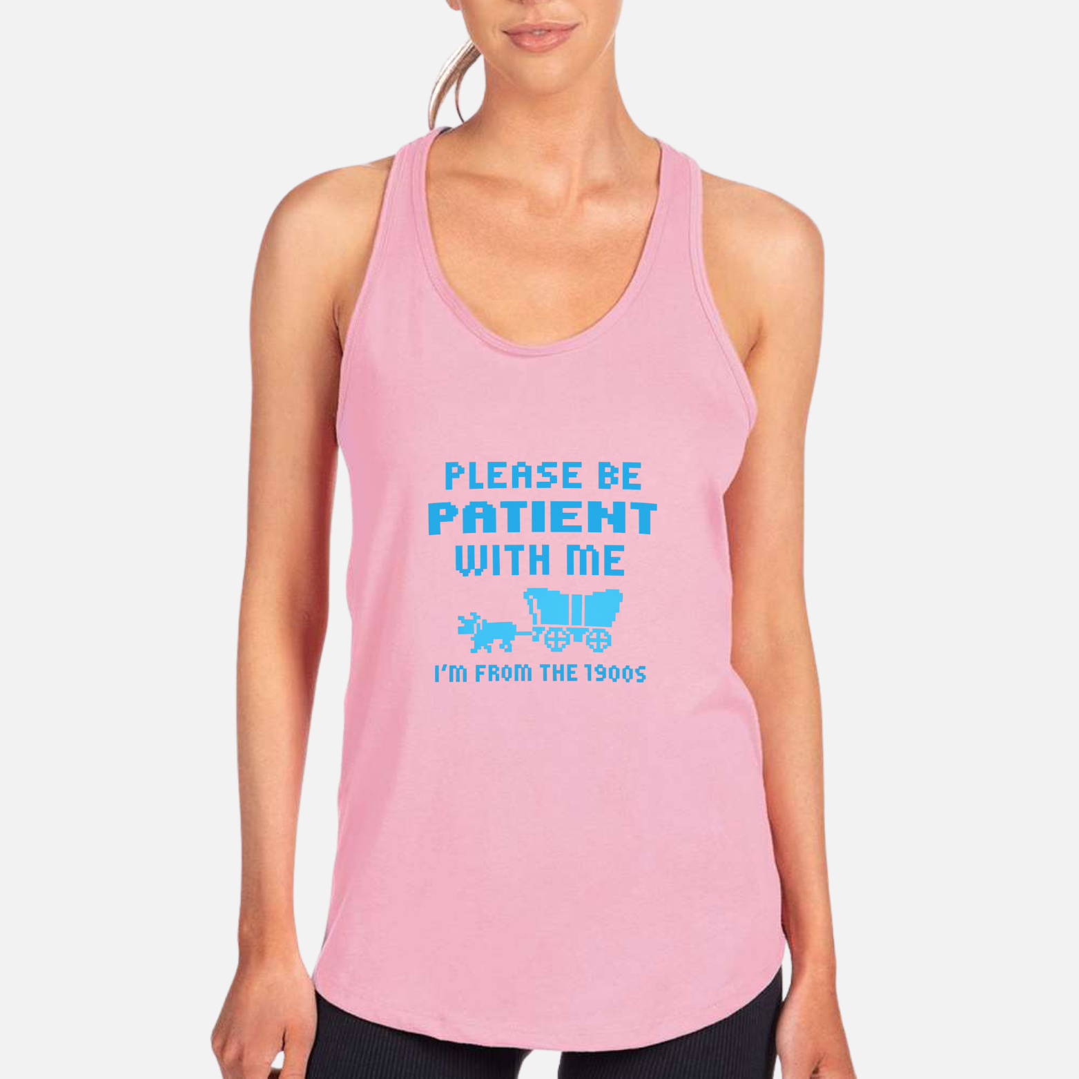 Please Be Patient I'm From The 1900s Women's Racerback Tank - Lilac front mockup