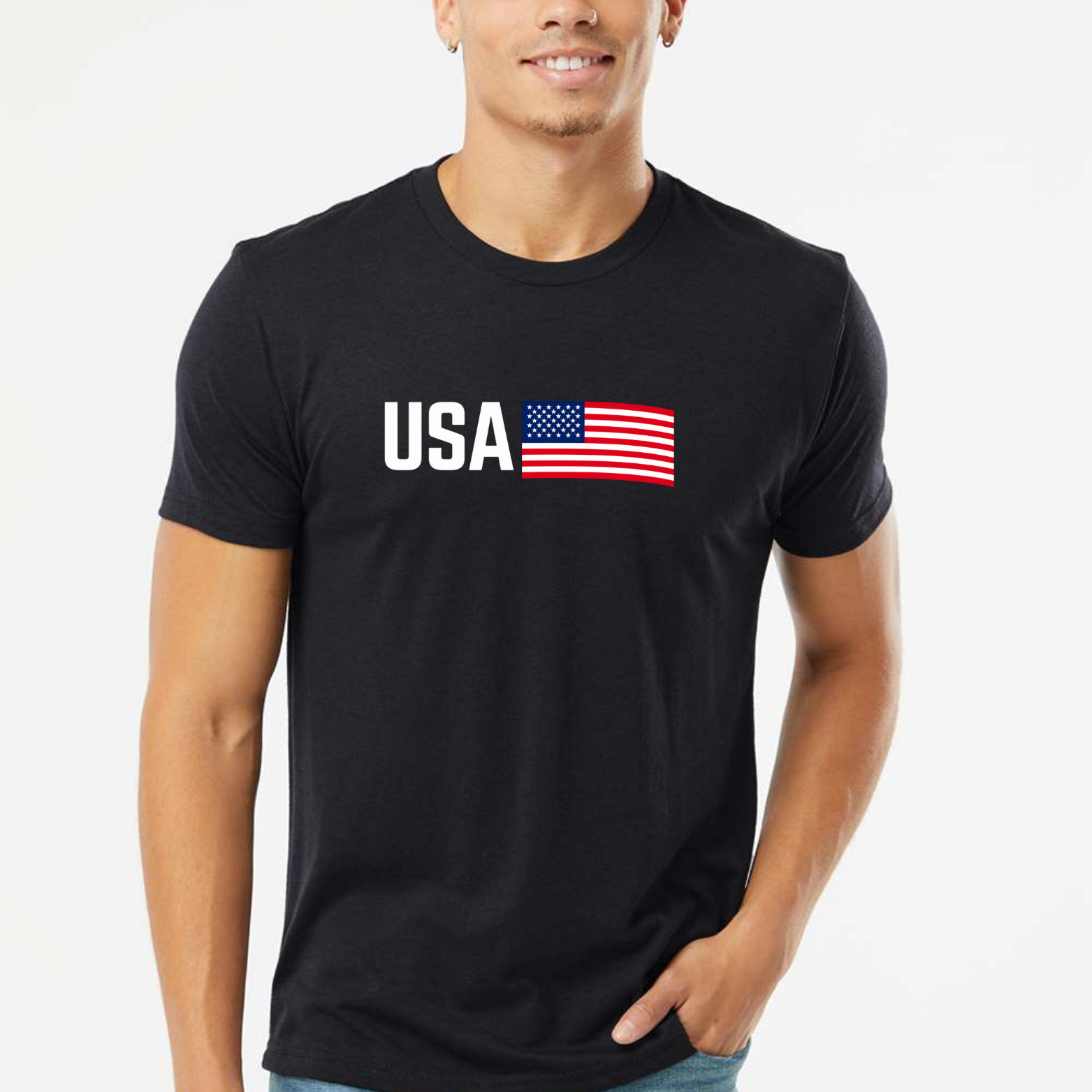 USA Classic T-Shirt - Black front mockup