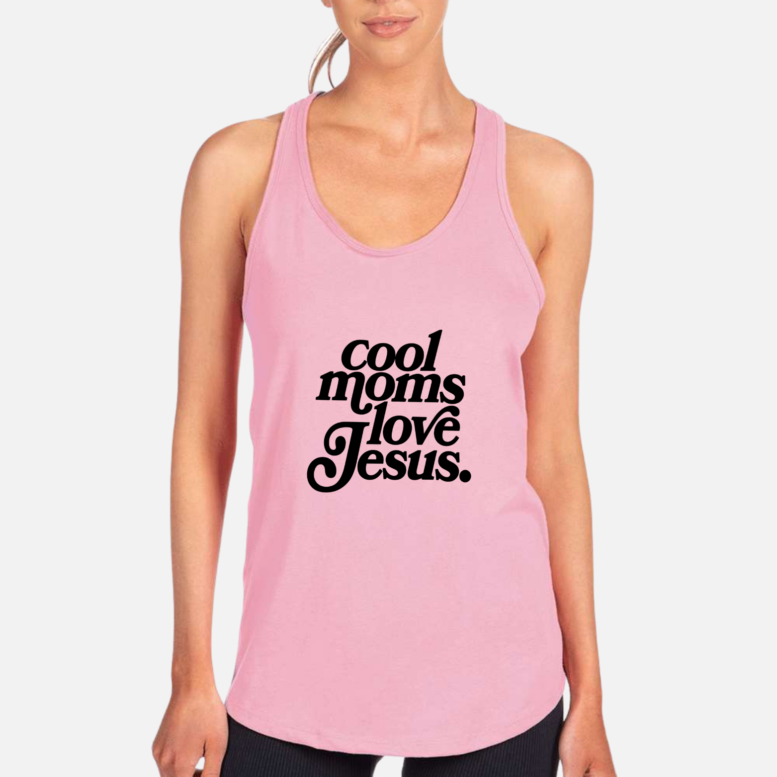 Cool Moms Love Jesus Women's Racerback Tank - Lilac front mockup