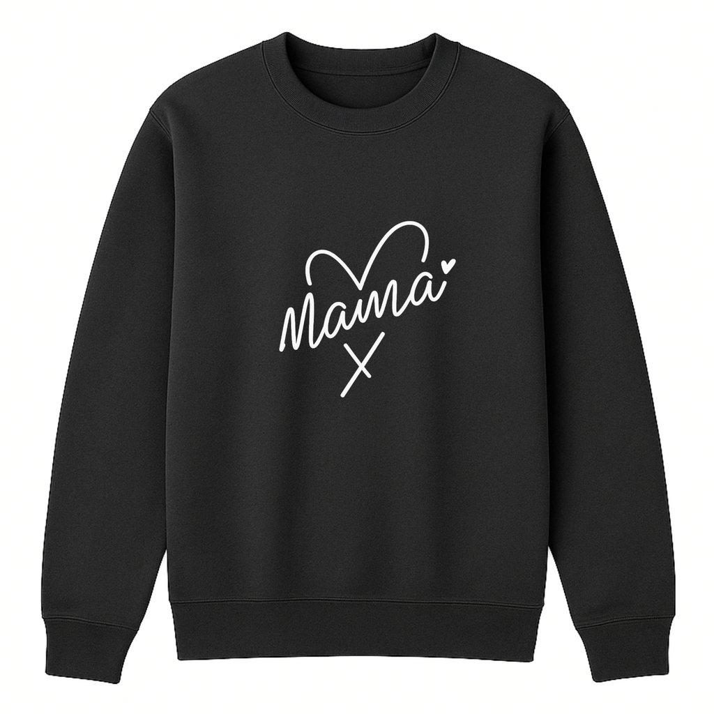 Mama Heart Crewneck Sweatshirt - Black mockup
