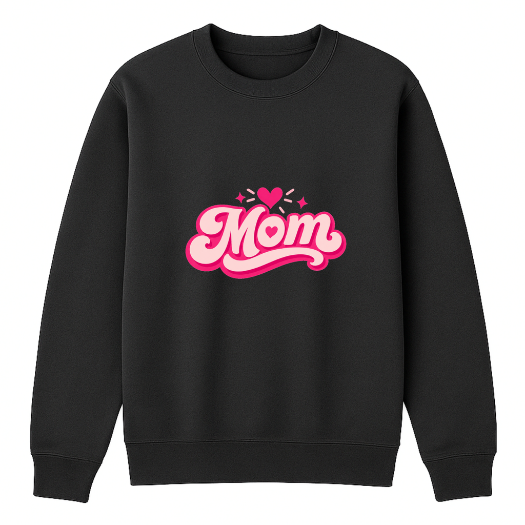 Mom Heart Crewneck Sweatshirt - Black mockup