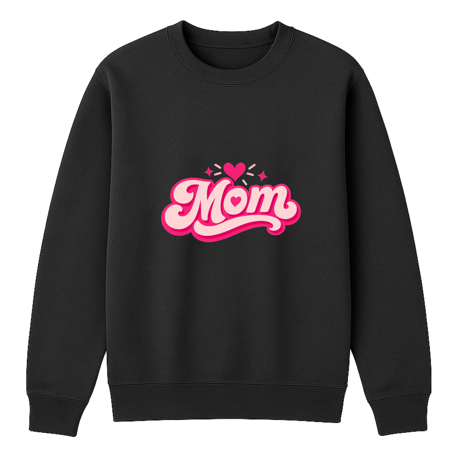 Mom Heart Crewneck Sweatshirt - Black mockup