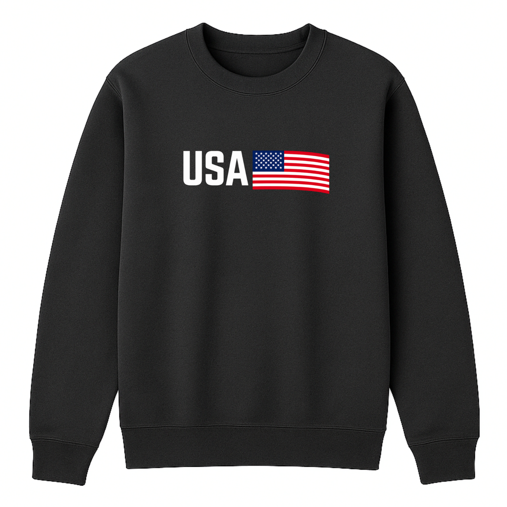 USA Crewneck Sweatshirt - Black mockup