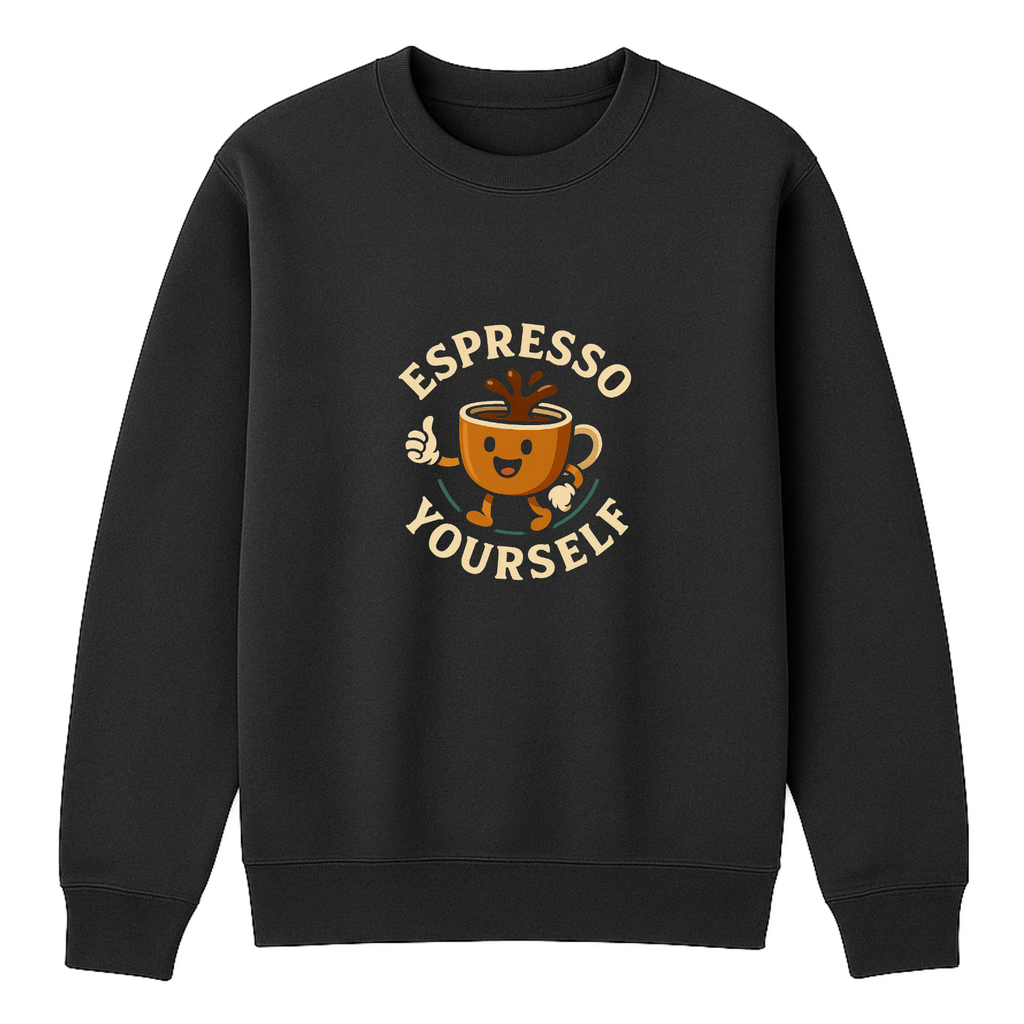 Espresso Yourself Crewneck Sweatshirt - Black mockup