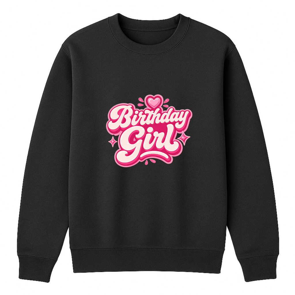 Birthday Girl Crewneck Sweatshirt - Black mockup