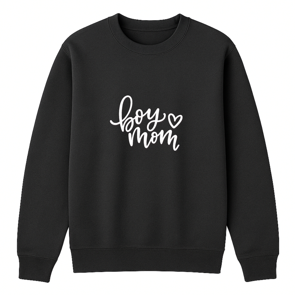 Boy Mom Crewneck Sweatshirt - Black mockup