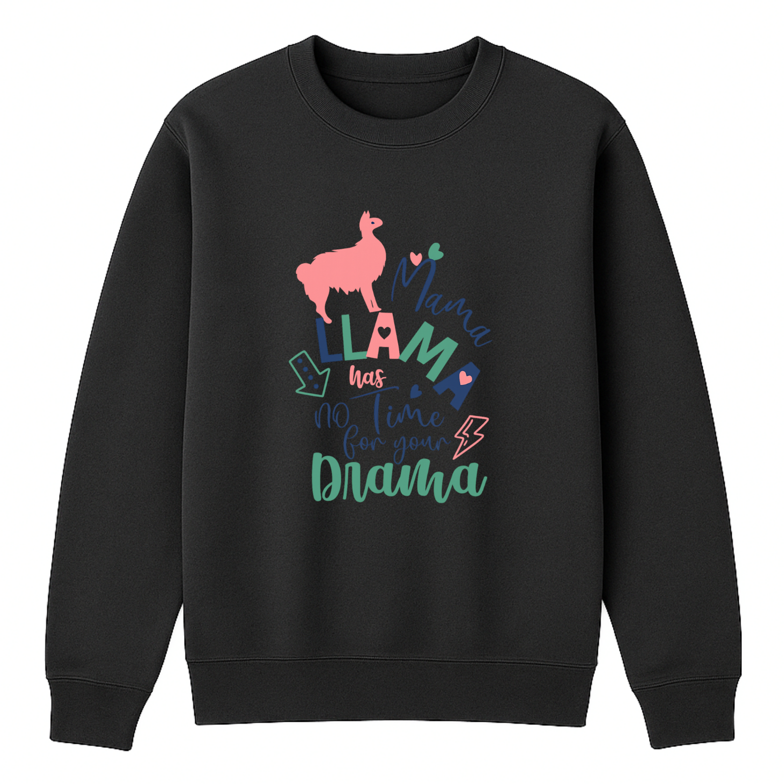 Mama Llama Crewneck Sweatshirt - Black mockup