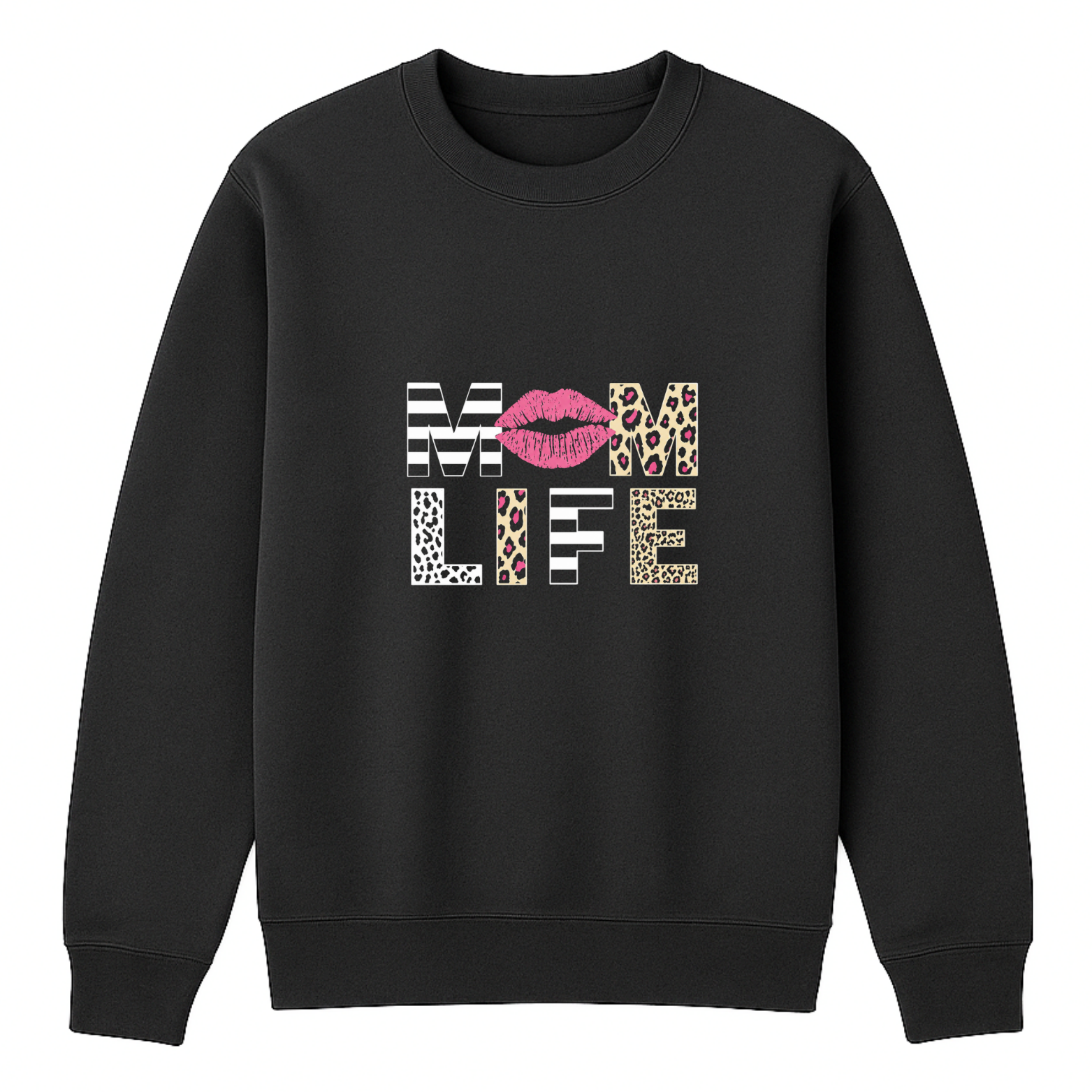 Mom Life Crewneck Sweatshirt - Black mockup