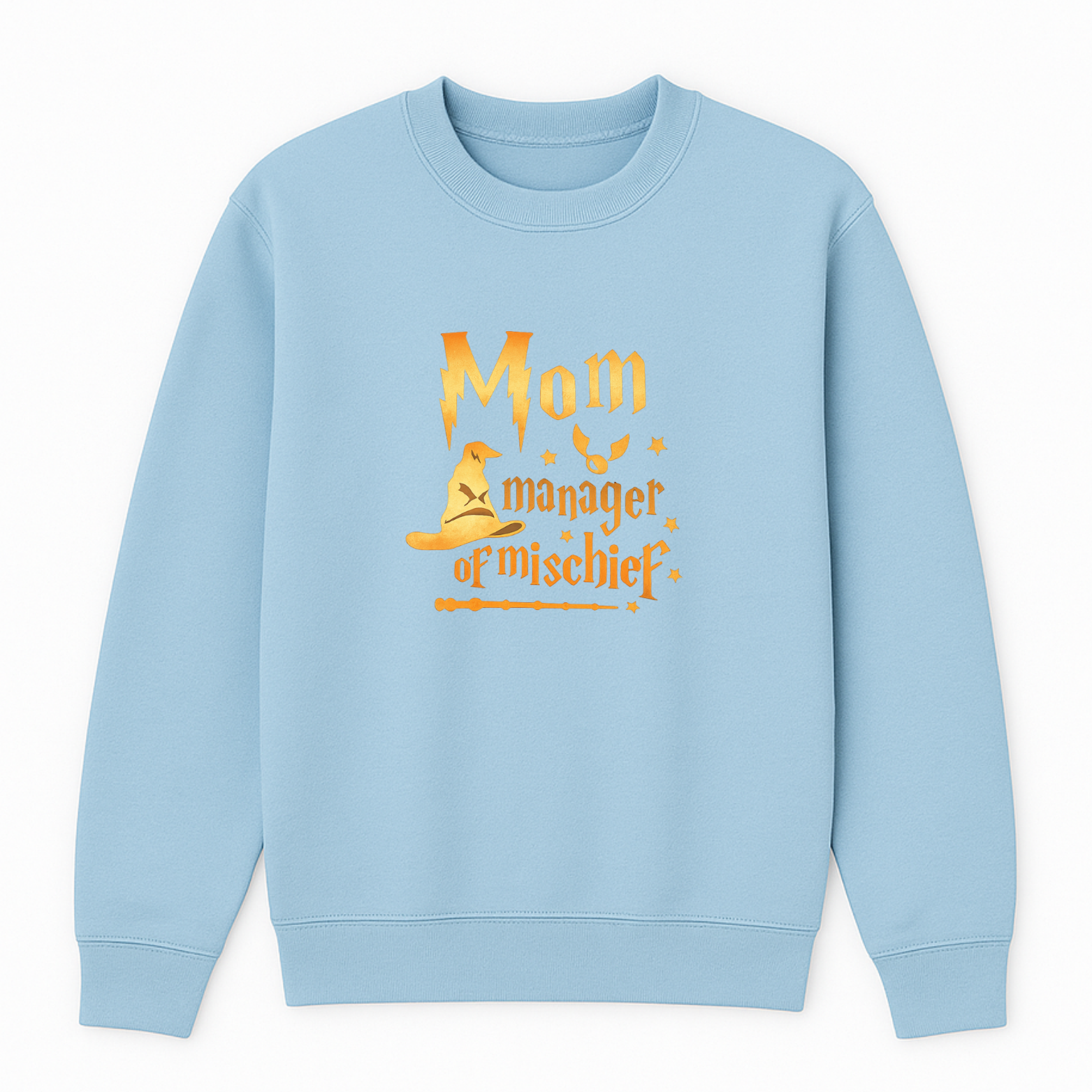Mom Manager Of Mischief Crewneck Sweatshirt - Black mockup
