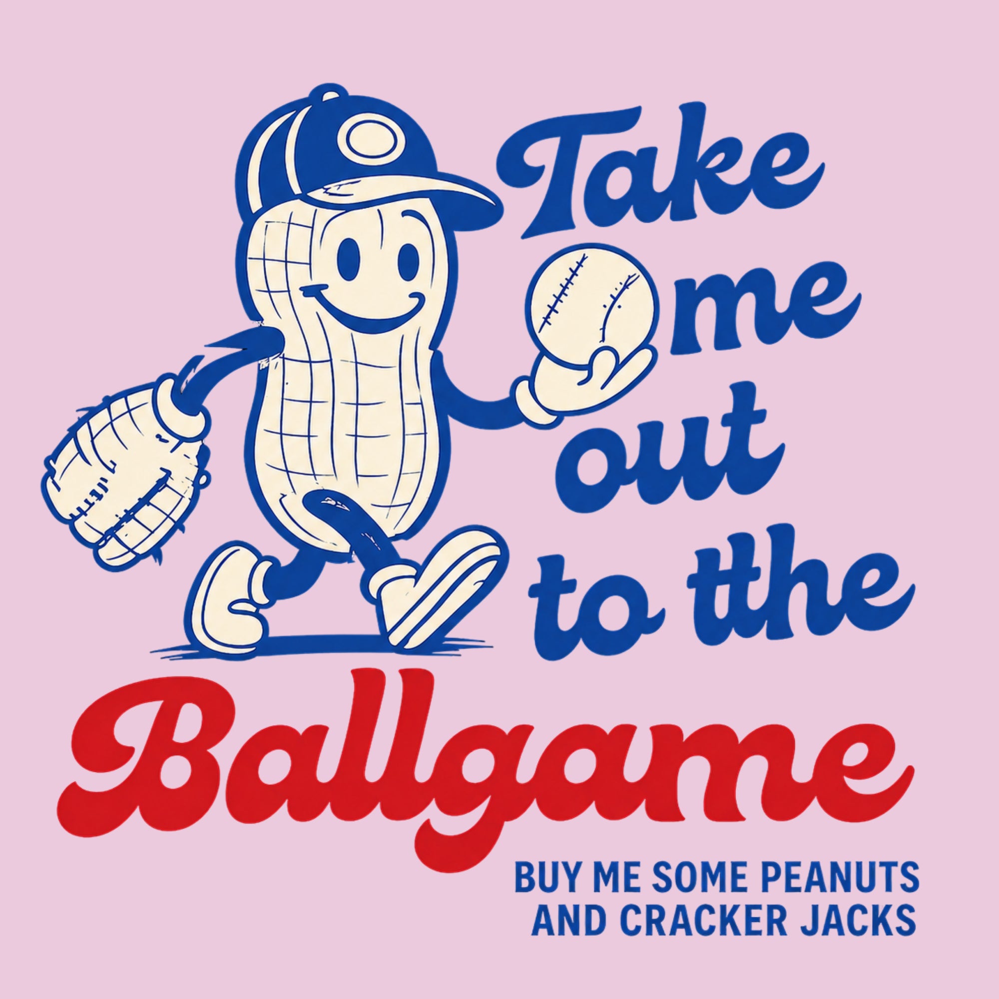 Take Me Out To The Ballgame Youth Hoodie - Light Pink design preview