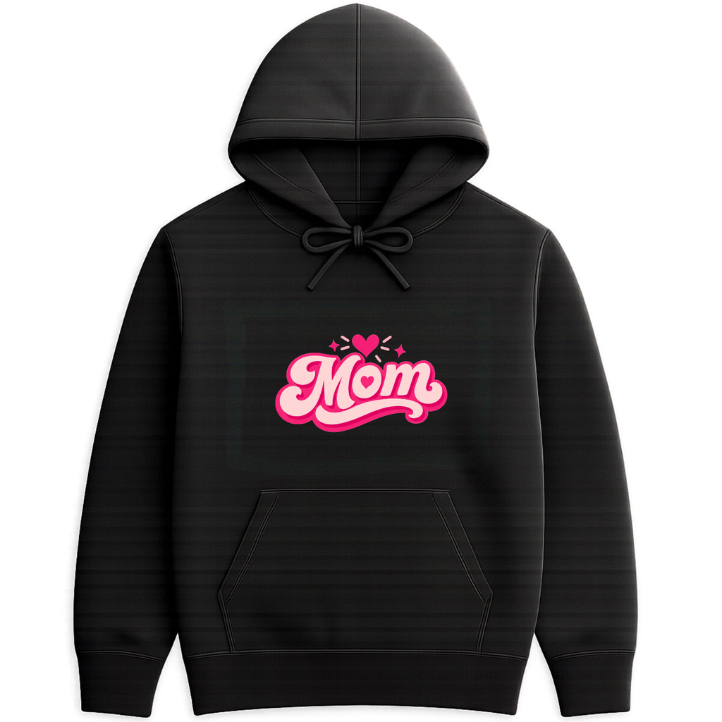 Mom Heart Hoodie - Black mockup