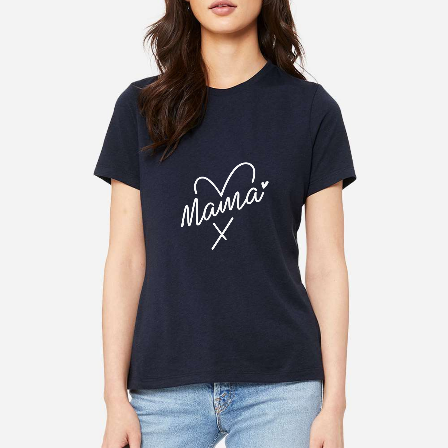 Mama Heart Women's Ultra-Premium Triblend T-Shirt - Navy front mockup