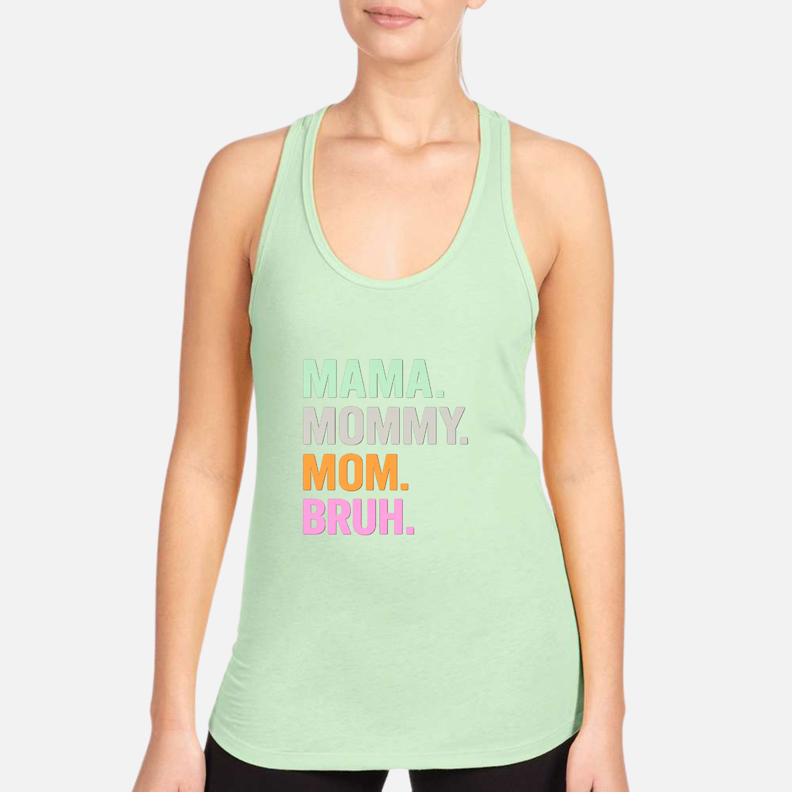 Mom Bruh Women's Racerback Tank - Mint front mockup