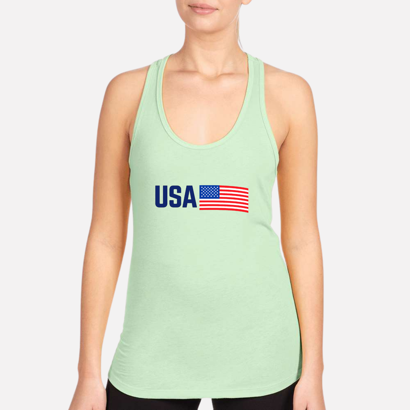 USA Women's Racerback Tank - Mint front mockup