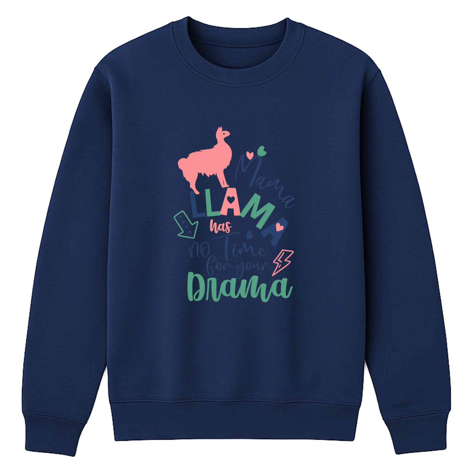 Mama Llama Crewneck Sweatshirt - Navy mockup