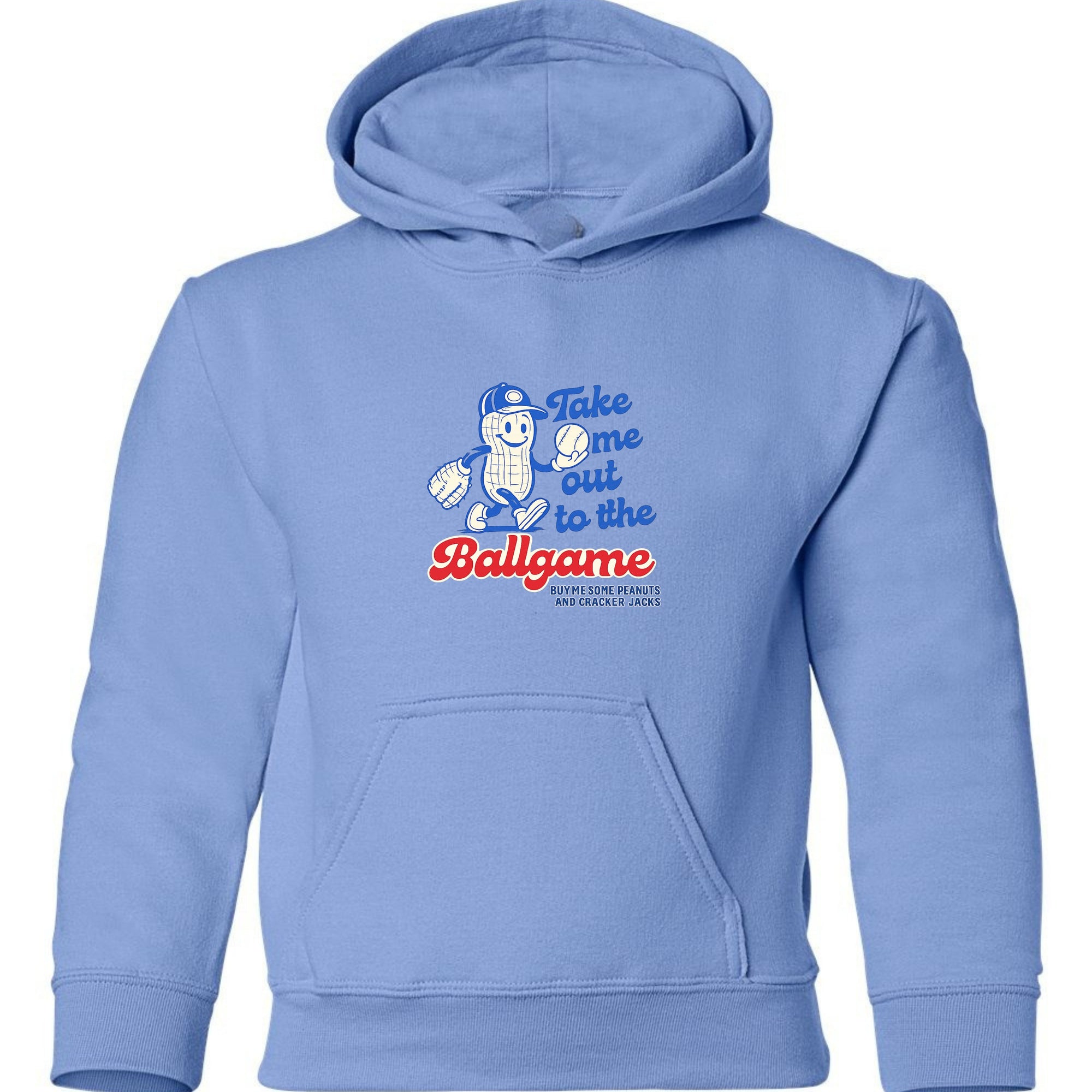 Take Me Out To The Ballgame Youth Hoodie - Light Blue front mockup
