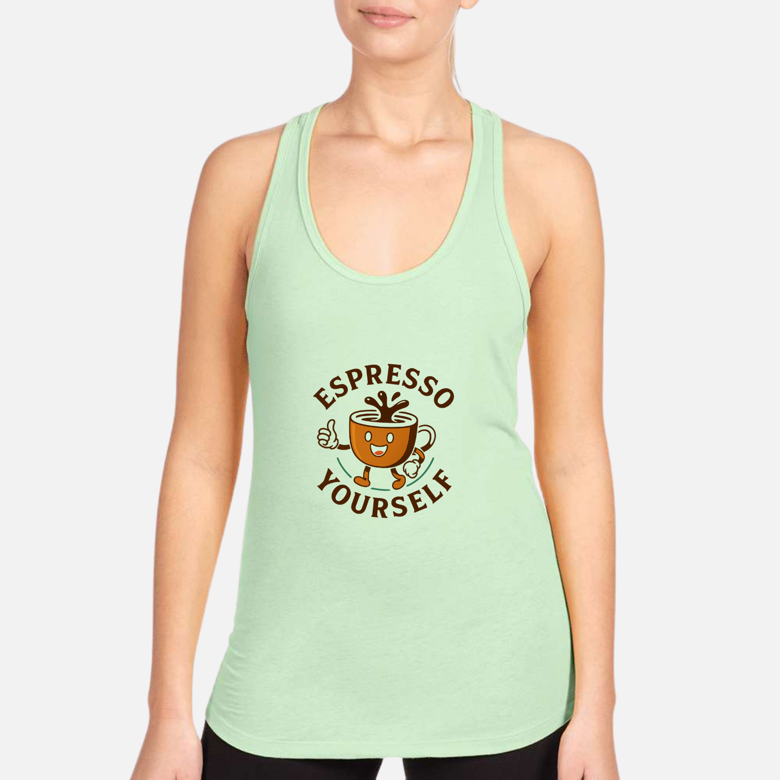 Espresso Yourself Women's Premium Racerback Tank - Mint front mockup
