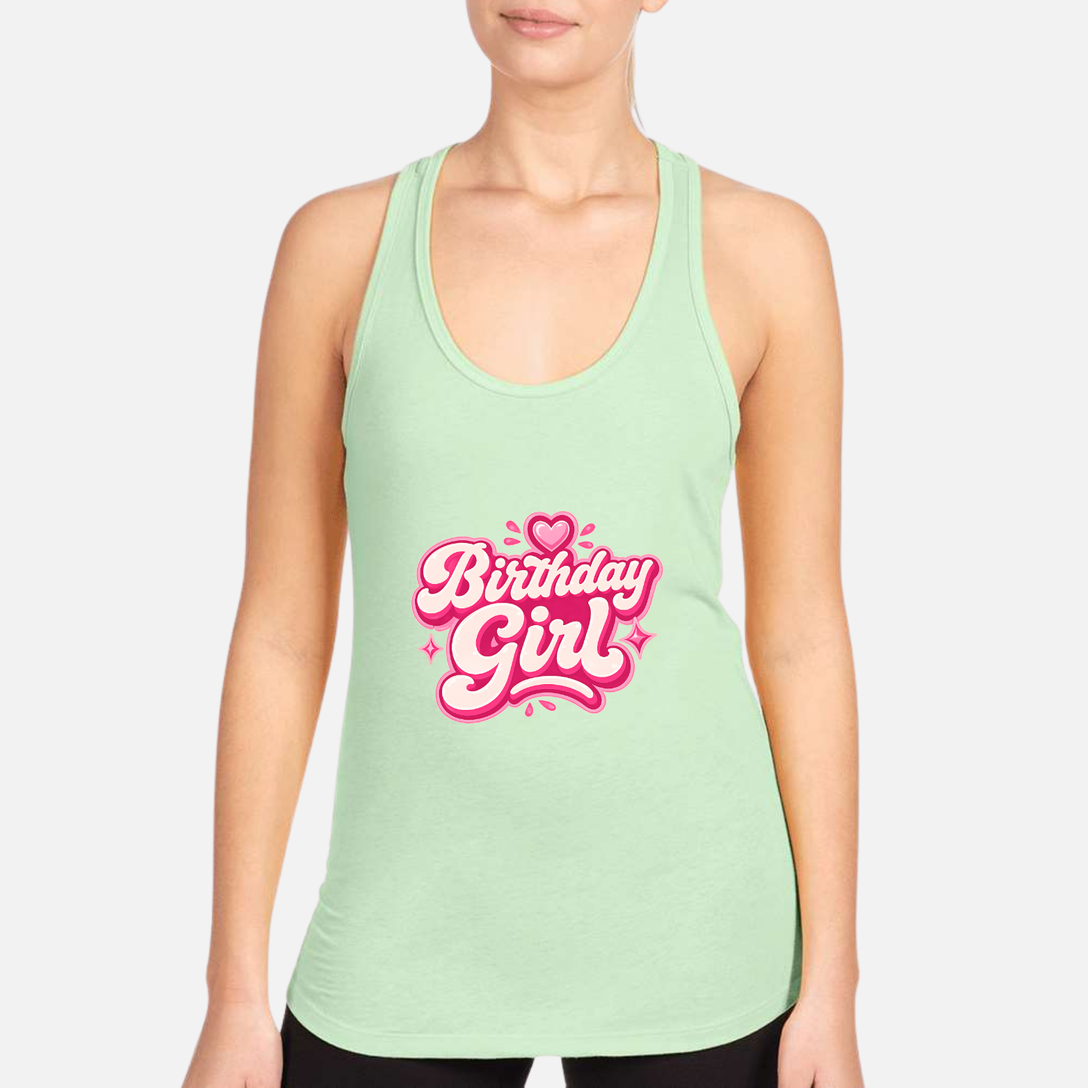 Birthday Girl Women's Racerback Tank - Mint front mockup
