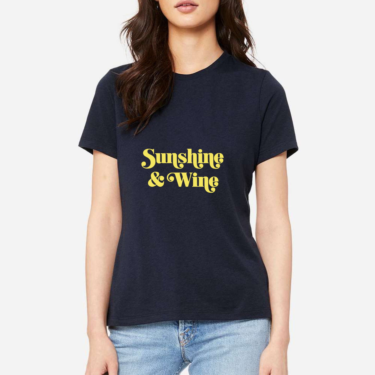 Sunshine & Wine Women's Ultra-Premium Triblend T-Shirt - Navy front mockup