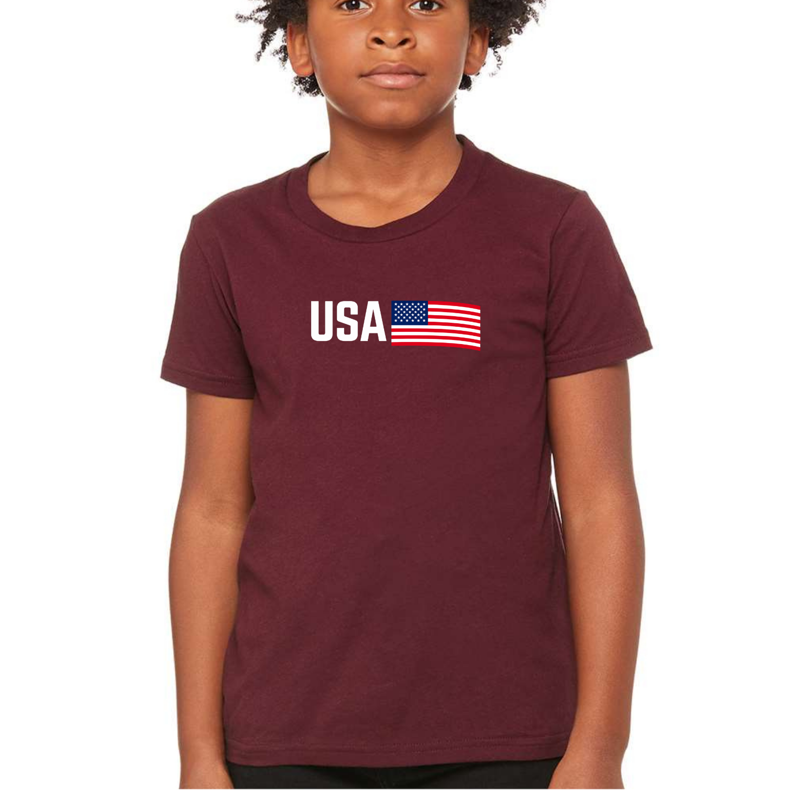 USA Youth Triblend Tee - Maroon front mockup