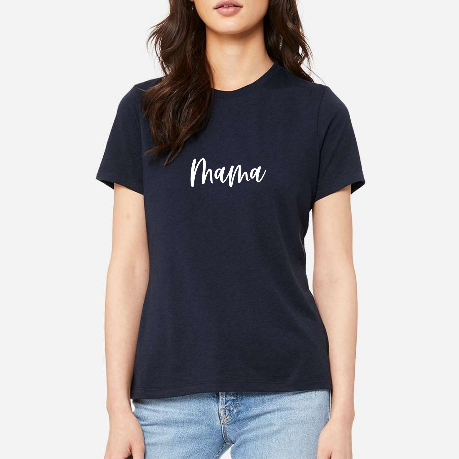 MAMA Women's Ultra-Premium Triblend T-Shirt - Navy front mockup