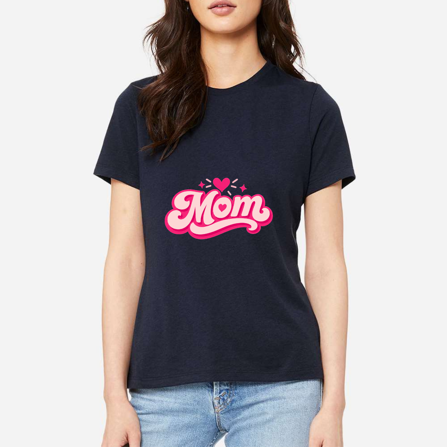 Mom Heart Women's Ultra-Premium Triblend T-Shirt - Navy front mockup