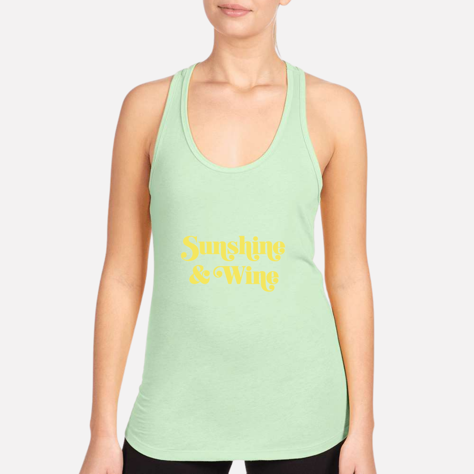 Sunshine & Wine Women's Racerback Tank - Mint front mockup