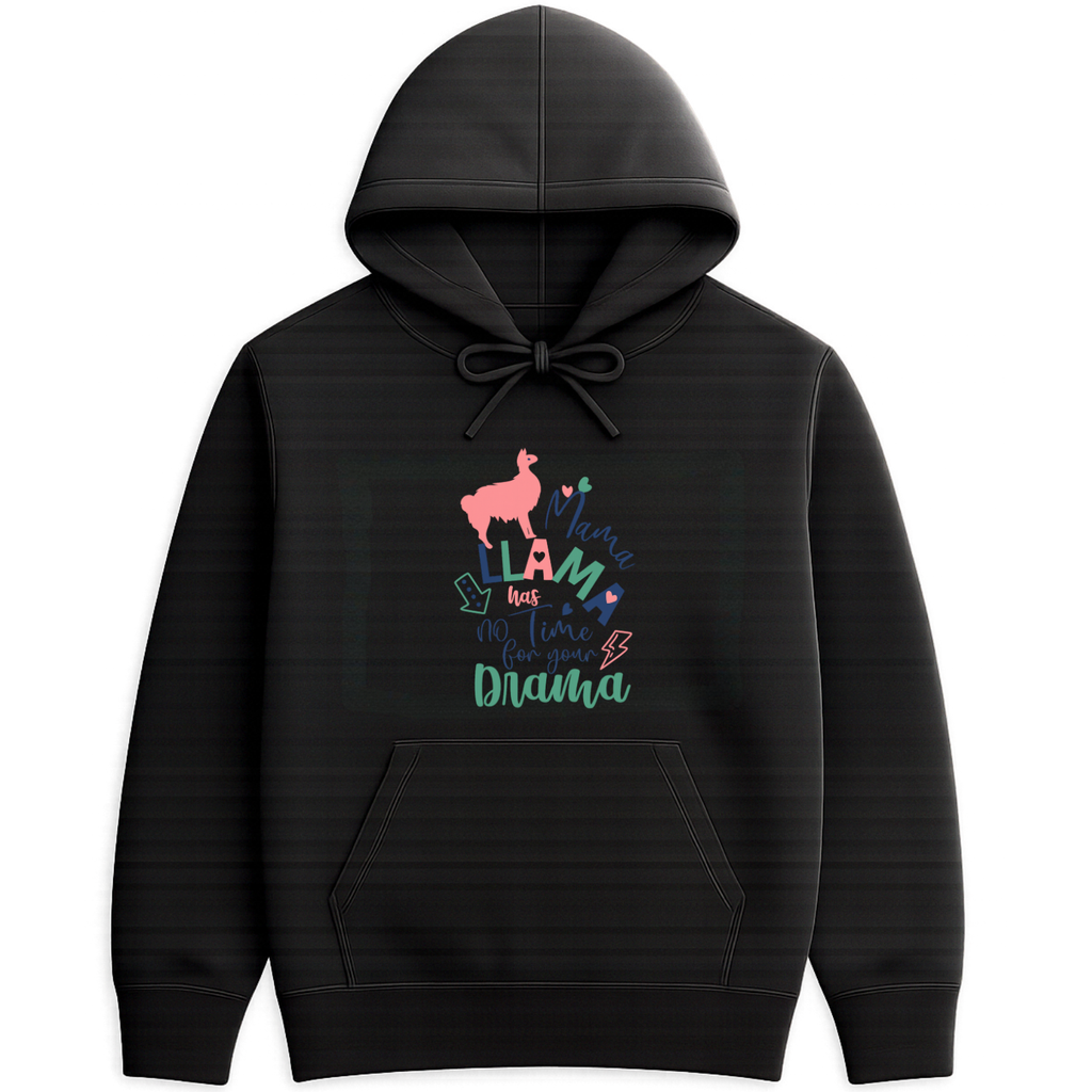 Mama Llama Hoodie - Black mockup