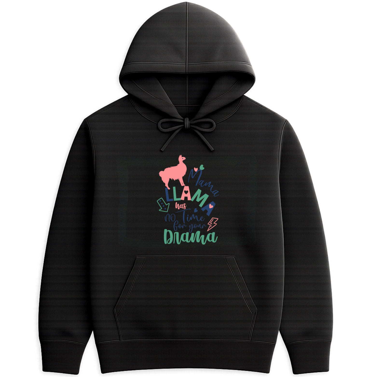 Mama Llama Hoodie - Black mockup